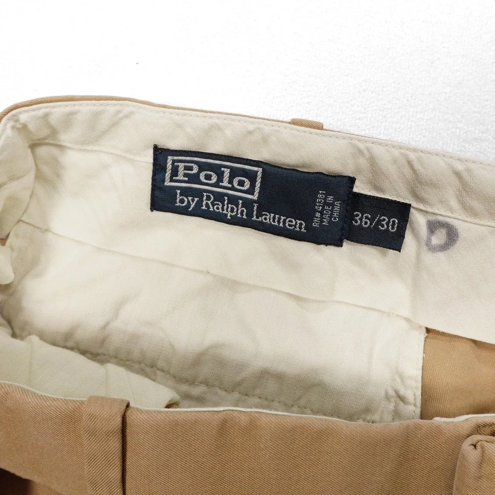 POLO RALPH LAUREN Men's 36x30 Tan Silk Cotton‎ Blend Straight Leg Chino Pants
